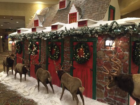 Reindeer Stable, Christmas Grotto Ideas, Christmas Yard, Gingerbread Houses, Christmas Display, Santa And Reindeer, Deck The Halls, Christmas Reindeer, Outdoor Christmas