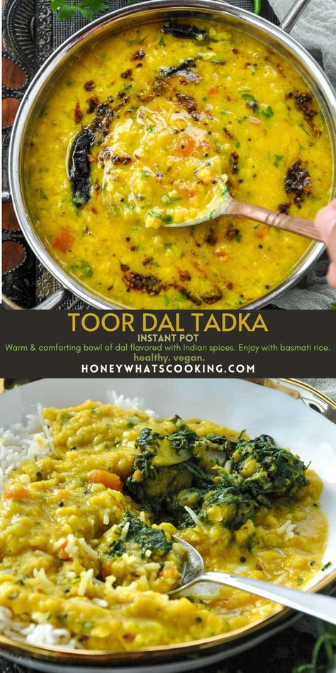 Toor Dal Tadka (Instant Pot) Instant Pot Dal Tadka, Daal Recipe Indian Instant Pot, Dhal Tadka Recipe, Instant Pot Dahl, Instant Pot Dal Recipes, Indian Food Instant Pot, South Indian Dal Recipes, Instant Pot Daal, Indian Daal Recipe