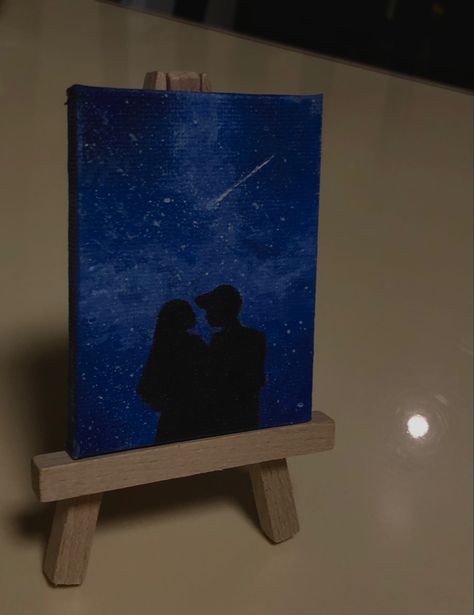 Mini Canvas For Boyfriend, Painting For Boyfriend Easy, Couples Canvas Painting Ideas Easy, Painting For Bf, Couples Canvas Painting, Christmas Paintings On Canvas, Bf Gifts, Cute Paintings