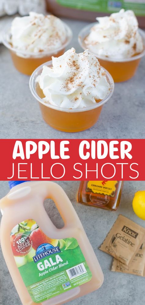 Apple Cider And Fireball, Apple Cider Jello Shots, Cider Jello Shots, Fireball Jello Shots, Fireball Shots, Halloween Chocolate Chip Cookies, Apple Cider Sangria Recipe, Fall Goodies, Fall Parties