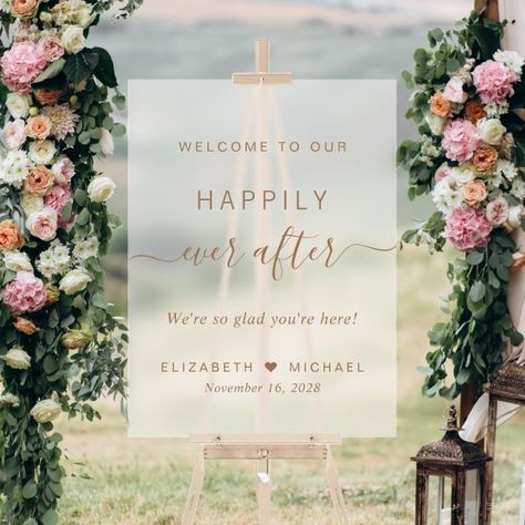 Chic Gold Script Frosted Wedding Welcome Acrylic Sign Welcome Acrylic Sign, After Party Wedding, Small Private Wedding, Happily Ever After Party, Ever After Party, Party Wedding Reception, Happily Ever After Wedding, Ever After Wedding, Wedding Reception Design