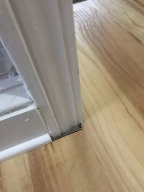 Wood Floor Gap Filler, How To Fill Cracks In Wood Floor, Caulking Baseboards, Removing Baseboards, Wood Floor Repair, Repair Furniture, Vinyl Stairs, Baseboard Trim, Click Flooring