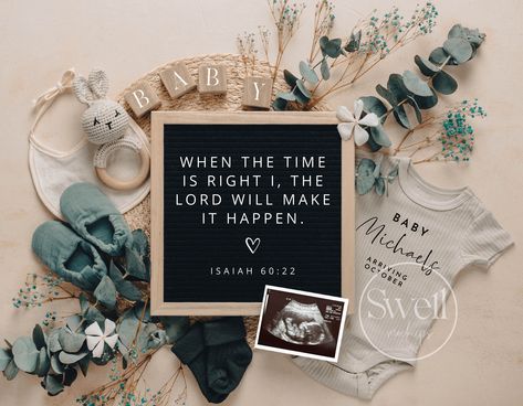 Christian Gender Reveal, Religious Baby Announcement, Bible Verse Pregnancy Announcement, Mexican Baby Announcement, Pregnancy Announcement Bible Verse, Biblical Pregnancy Announcement, Pregnancy Announcement After Struggle, Christian Gender Reveal Ideas, Expecting Baby Announcement Ideas