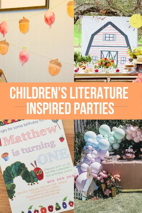 What do you get when you cross parties with classic children’s literature? Pure magic! I’ve been wanting to put this blog post together with a while, but have been waiting for the perfect parties to come up! Finally, I’ve found them. Thus, here are our favourite children’s book party theme ideas. Book Inspired Birthday Party, One Year Old Book Birthday Party, Book Themed Birthday Party Childrens, Children’s Book Birthday Party, Literary Birthday Party Ideas, Book Theme 1st Birthday Party, Kids Book Themed Party, Storybook 1st Birthday Party, Book Birthday Party Theme Kids