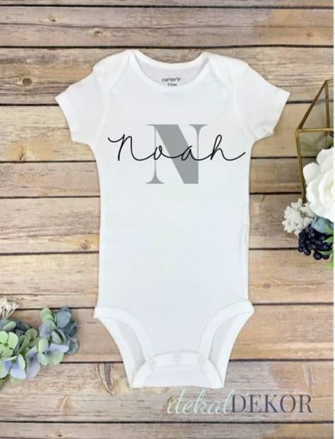 Custom Baby Name Onesie® Baby Initial Personalized Onesie® | Etsy Baby Name Onesie, Boy Onsies, Christmas Gift For Baby, Name Onesie, Sublimacion Ideas, Custom Baby Onesies, Cricut Baby, Baby Boy Shirts, Personalized Onesie