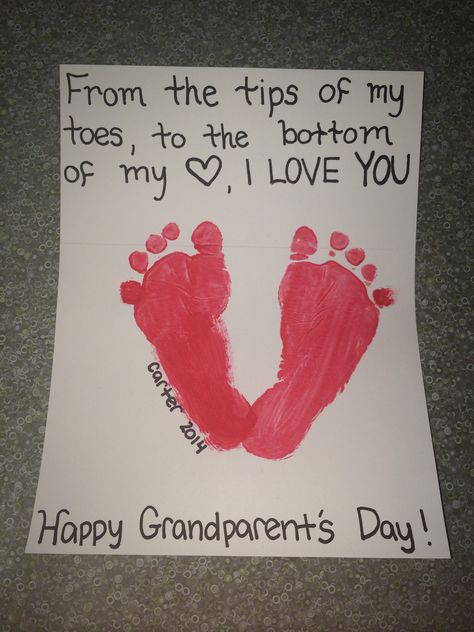 Grandparent Footprint Art, Infant Grandparents Day Craft, Grandparents Day Crafts For Infants, Grandparents Crafts For Preschoolers, Grandparents Day Crafts For Toddlers, Grandparents Day Crafts For Preschoolers, Grandparents Day Activities, Baby Footprint Crafts, Valentines Day Crafts For Preschoolers