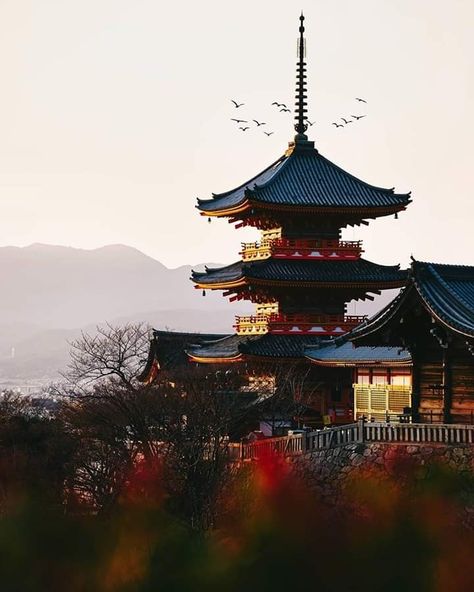 Temple Poster, Kiyomizu-dera Temple, Kiyomizu Temple, Oil Painting Materials, Temple Drawing, Japan Temple, Japan Architecture, Kiyomizu Dera, Asian Architecture