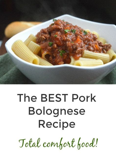 The BEST Pork Bolognese Recipe! Easy one pot recipe...Comfort food Heaven! Once you make Bolognese with ground pork, it will be your favorite! Ground Pork Pasta Recipes, Pork Bolognese Recipe, Recipe Using Ground Pork, Pork Bolognese, Bolognese Recipe Easy, Pork Mince Recipes, Italian Sauces, Ground Pork Recipes, Homemade Soups