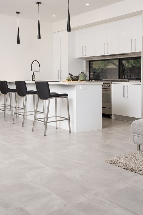 Himalaya Light Grey (NT14-7155FL) Light Grey Tiles Living Room, Gray Kitchen Floor, Light Grey Tiles, Grey Tiles Living Room, Light Gray Kitchen, Grey Tile Kitchen Floor, Kitchen Tiling, Light Grey Flooring, Grey Kitchen Tiles