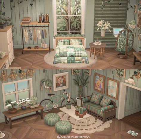 Animal Crossing House Interior, Animal Crossing House Interior Ideas, Acnh Cottagecore House, Acnh Living Rooms Ideas, Bed Wallpaper, Lovers Bedroom, Animal Crossing Designs, Cottagecore Animal Crossing, Wallpaper Floor