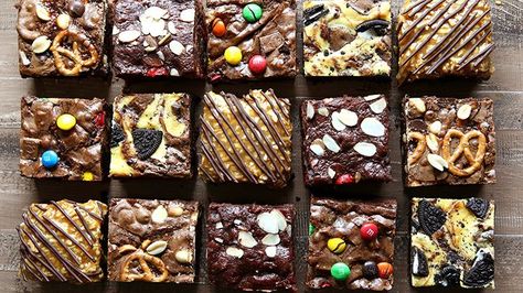 6 Easy Ways to Make Boxed Brownies Better Brownies From Box Ideas, Brownies Ideas Creative, Boxed Brownies Better, Betty Crocker Fudge Brownies, Brownie Boxes, Brownies Ideas, Diy Desert, Decorated Brownies, Best Ever Brownies