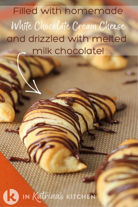 Chocolate Crescent Rolls, Chocolate Croissant Recipe, Crescent Rolls Recipe, Homemade White Chocolate, Strawberry Swirl Cheesecake, White Chocolate Cream, Strawberry Freezer Jam, Cream Cheese Crescent Rolls, Homemade Strawberry Sauce