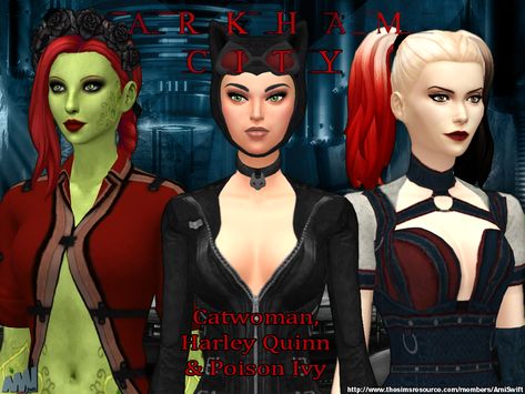 AmiSwift's Arkham City Set 2 Sims 4 Gotham Cc, Harley Quinn Top, Sims 4 Game Packs, Cc Packs, Jason Todd Batman, Sims 4 Anime, Justice League Wonder Woman, Batman Arkham City, Batman Arkham Knight