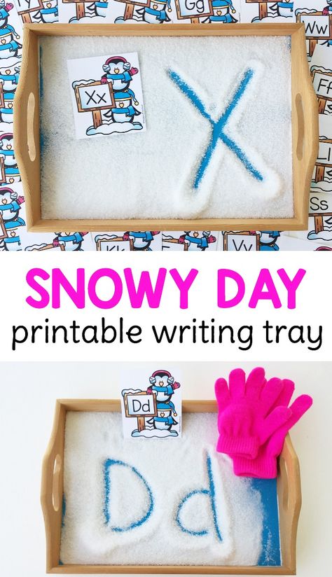 FREE snowy day alphabet writing tray for preschoolers & kindergarteners to practice letter formation! Craft Ideas Preschool, Winter Theme Preschool, Tag Alphabet, January Activities, Winter Activities Preschool, Snow Activities, Winter Classroom, Winter Kindergarten, Winter Activities For Kids