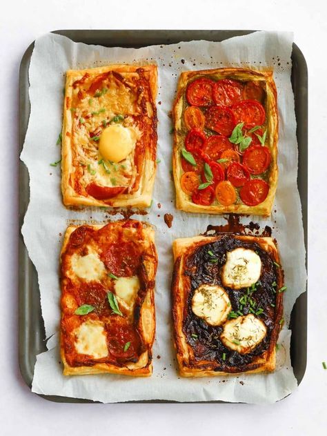 Puff Pastry Tomato Tart, Puff Pastry Ideas Savoury, Ideas With Puff Pastry, Starters Recipes Dinner Party, Warm Artichoke Dip, Cheese And Onion Pasty, Taming Twins, Puff Pastry Tarts, Puff Pastry Recipes Savory