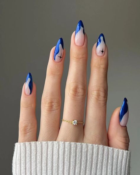 57 Cute Winter Nails Designs + Art Ideas for the 2023-2024 Season Blue Christmas Nails, Nails Yellow, February Nails, Blue Nail Designs, Blue Nail, Xmas Nails, Prom Nails, Cute Acrylic Nails, Holiday Nails