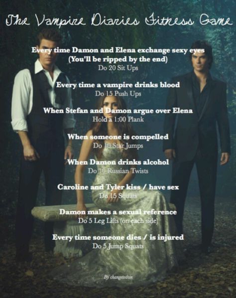 Vampire diaries workout This could help us out @Suzie Moyer Hicks lol? Tvd Workout, Vampire Diaries Workout, Tv Workout, Tv Show Workouts, Movie Workouts, Tv Workouts, Steven Mcqueen, Vampire Diaries Memes, Vamp Diaries