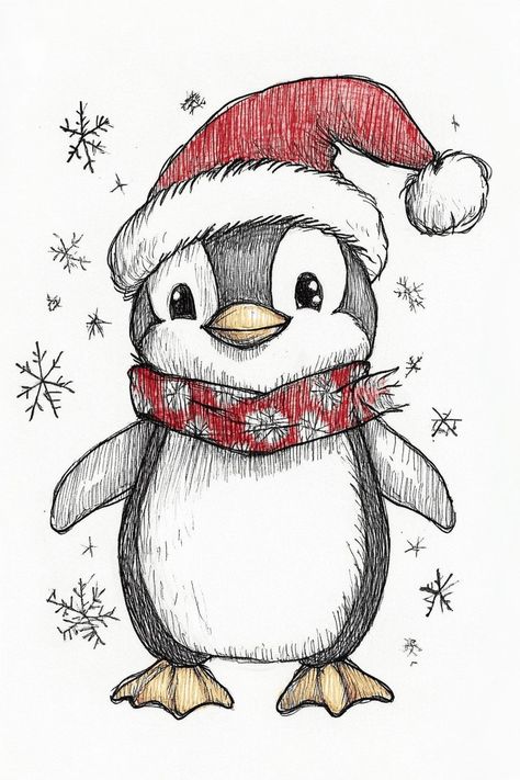 Christmas Doodle Christmas Art Drawing Illustrations, Christmas Butterfly Drawing, Christmas Art Drawing Sketch, Christmas Goat Drawing, Happy Holidays Drawing, Xmas Drawing Ideas For Kids, Drawings Christmas Doodles, Simple Christmas Sketches, Christmas Drawing Sketch