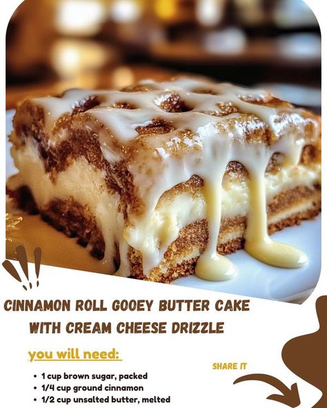 Cinnamon Roll Butter Cake, Cinnamon Gooey Butter Cake, Cream Cheese Drizzle, Boston Cream Cake, Gooey Cake, Ornament Party, Cake Base, Gooey Butter Cake, Boston Cream