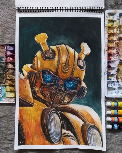 #transformers #bumblebee #watercolor #bumblebee2018 #2018 Bumblebee Watercolor, Transformers Painting, Transformers Cars, Transformers Bumblebee, Content Planner, Horse Drawings, Fun Fun, Fun Art, Beautiful Drawings