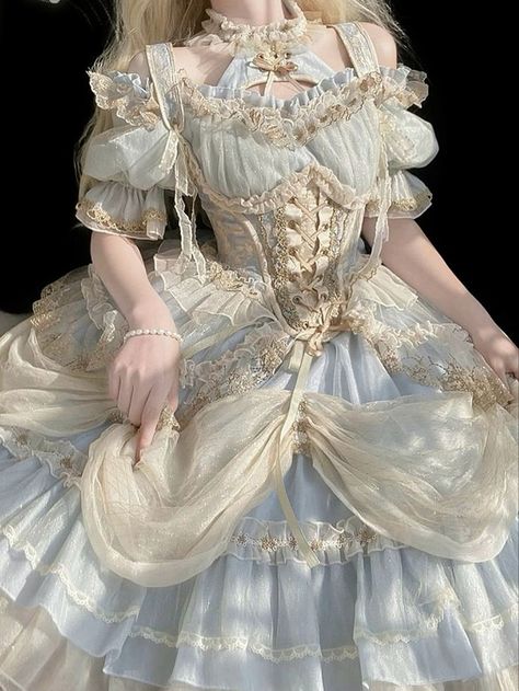 Blue Victorian Dress Aesthetic, Majestic Outfits, Pretty Quinceanera Dresses, Old Fashion Dresses, Fashion Drawing Dresses, Royal Dresses, Dress Design Sketches, Pretty Prom Dresses, Fairytale Dress