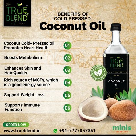 Presenting true blend's wood cold pressed coconut oil. . Pressed with precision, bottled with care. Pure perfection in every drop. 🌴✨ . Now available on #minis www.trueblend.mini.store . . Direct Order on Whatsapp: +91-7777857351 Order online : Trueblend.in . Shipping available across #Chhattisgarh & #India . Keep following us for more updates! . . . . #CookingOil #EdibleOil #farm #HealthyFats #trueblend #CoconutOil #VegetableOil #mustard #vocalforlocal #Foodie #Nutrition #navarat... Coconut Oil Bottle, Oil Pulling With Coconut Oil, Swishing With Coconut Oil, Cold Pressed Coconut Oil, Edible Oil, Cold Pressed, Digital Marketing Company, Cooking Oil, Branding Agency