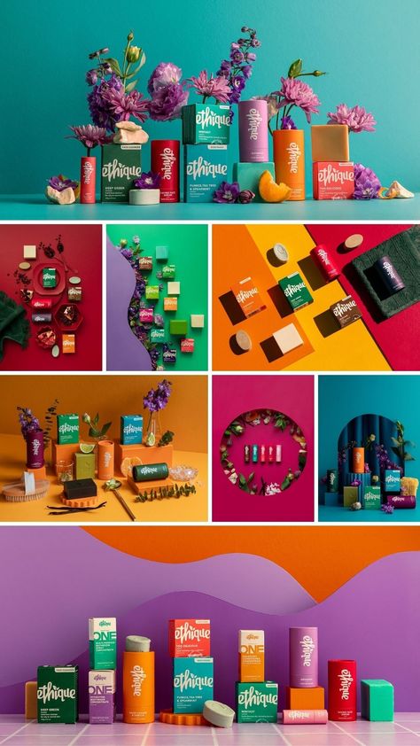 3d And Photography, Mood Board Product Design, Packaging Design Photography, Vibrant Product Photography, Product Group Photography, Funky Product Photography, Still Photography Ideas, Multiple Product Photography, Mood Boards Photography