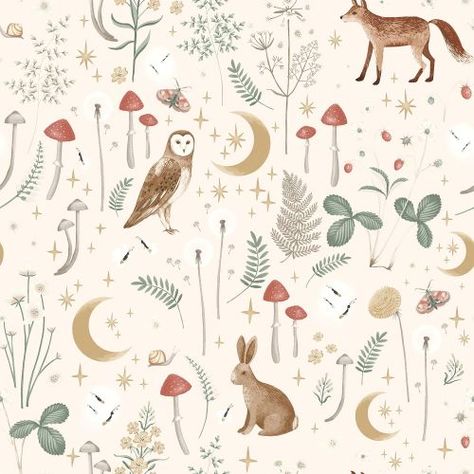 Twilight Forest Wallpaper, Woodland Nursery Wallpaper, Twilight Wallpaper, Folklore Style, Twilight Forest, School Beauty, Woodland Pattern, Natural Wallpaper, Geometric Stone