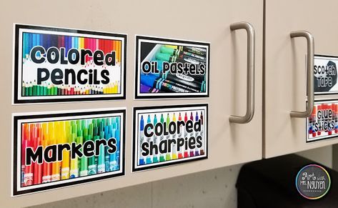 200 Art Supply Labels - Classroom Organization Art Room Labels, Tab Poster, Art Supplies Labels, Class Printables, Classroom Art Supplies, Tab Art, Art Classroom Organization, Classroom Supplies Labels, Art Classroom Management