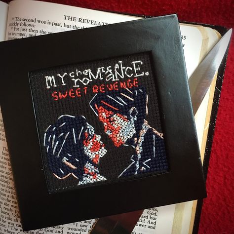 My Chemical Romance Album Cover, Romance Album Cover, My Chemical Romance Albums, Three Cheers For Sweet Revenge, Stitch Patch, Sweet Revenge, My Chemical, Embroidery Inspiration, Cross Stitch Art