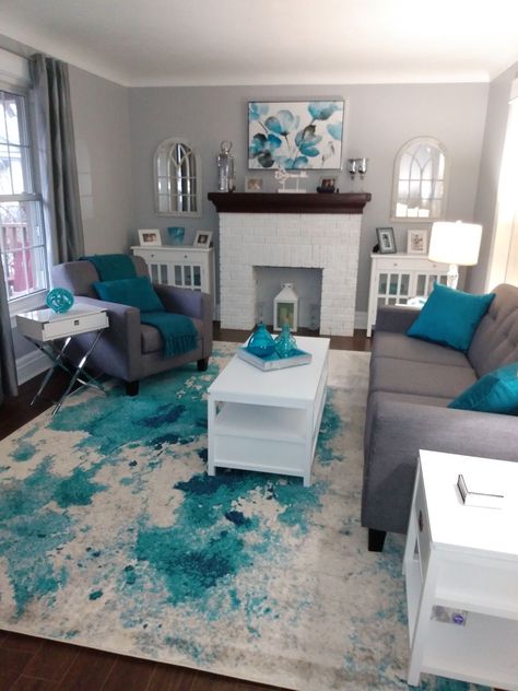 Teal Grey White Living Room, Teal Grey And White Living Room, Turquoise And Grey Living Room Ideas, Teal Gray And White Living Room, Teal Gray Black White Living Room, Turquoise And White Living Room, Turquoise Gray Living Room, Teal And Cream Living Room Ideas, Light Grey And Teal Living Room