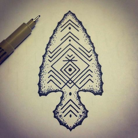 Arrowhead tattoo Arrow Head Tattoos, Tattoos Arrow, Arrowheads Design, Cowgirl Tattoos, Tatuagem Masculina Pequena, Wiccan Tattoos, Inca Tattoo, American Indian Tattoos, Native American Tattoos