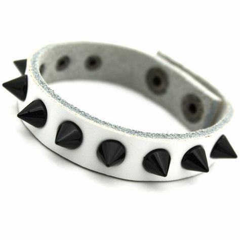 White spike bracelet Spiky Bracelet, Industrial Goth, Spike Bracelet, All White Party, White Party, Cuff Bracelets, Cuff, My Style, Bracelet