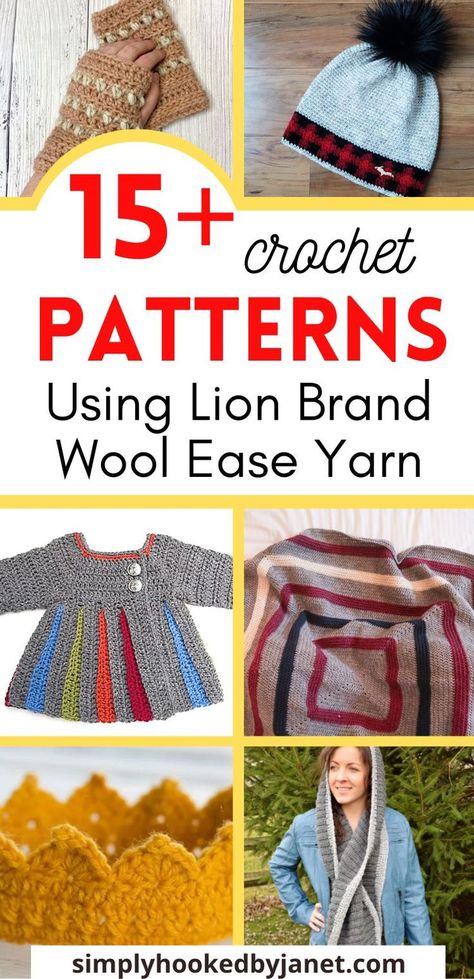 Wool Ease Wow Patterns, Lion Brand Wool Ease Patterns, Lion Brand Wool Ease Crochet Patterns, Wool Ease Crochet Patterns, Crocheting Stitches, Easy Accessories, Wool Patterns, Mandala Yarn, Hats And Scarves