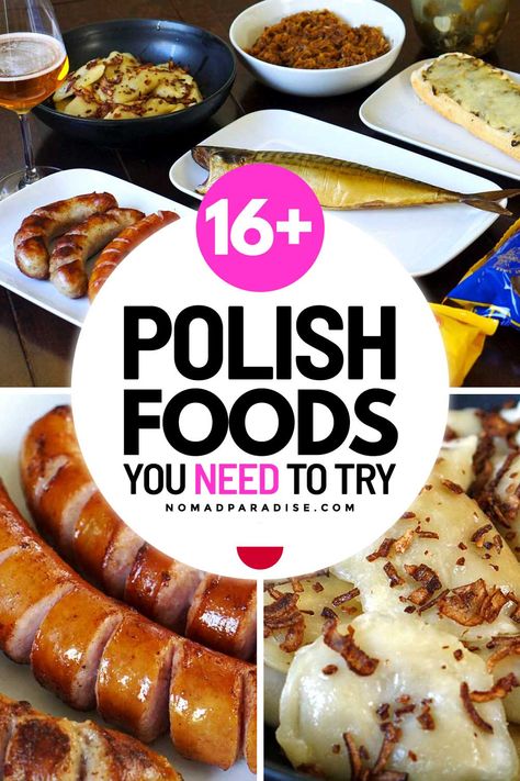 Polish food - 16 best traditional dishes to try on your next trip to Poland! Polish cuisine, foodie travel bucket lists, foodie travel around the worlds, foodie travel Europe, Poland travel, popular Polish food, famous Polish food, food in Poland, food in Warsaw, what to eat in Poland, foodie guide Poland. #nomadparadise #foodietravel Easy Polish Recipes, Polish Food Traditional, Polish Dumplings, Polish Dishes, Polish Foods, Poland Food, Polish Desserts, Eastern European Recipes, Food To Try