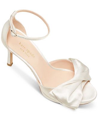 Bridal Satin Dress, Elegant Wedding Shoes, Kate Spade Bridal, Satin Wedding Shoes, Kate Spade Heels, Ivory Heels, White Bridal Shoes, Bridal Shoes Low Heel, Satin Evening Dress