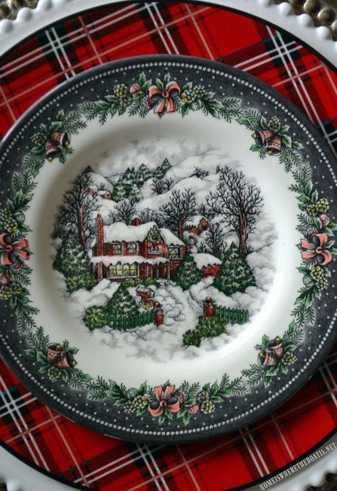 Christmas China Patterns, Christmas China, Reindeer And Sleigh, Christmas Dinnerware, Tartan Christmas, Christmas Tableware, Royal Stafford, Christmas Dishes, Christmas Tablescapes