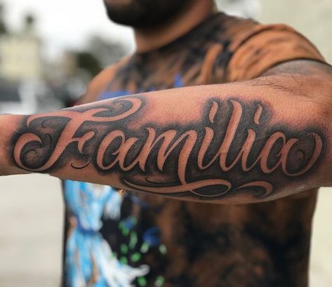 Last Name Tattoos For Men On Forearm, Forearm Tattoo Lettering, Forearm Name Tattoo Men, Arm Lettering Tattoo, Last Name Tattoos For Men, Forearm Name Tattoos, Fonts For Logos, Family First Tattoo, Underarm Tattoo