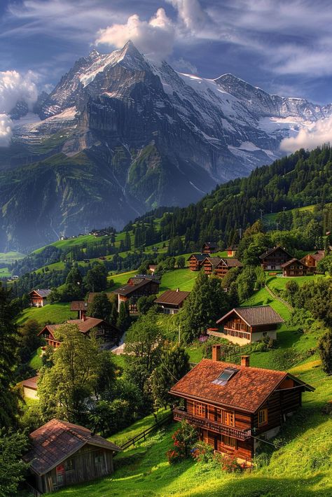 Breathtaking beauty of Grindelwald. Swiss Alps Villages, Switzerland Alps Mountain, Beauty Of Switzerland, Swiss Village Alps Switzerland, Swiss National Park, The Swiss Alps, House In The Alps, Grindelwald Switzerland Summer, Interlaken Switzerland Photography