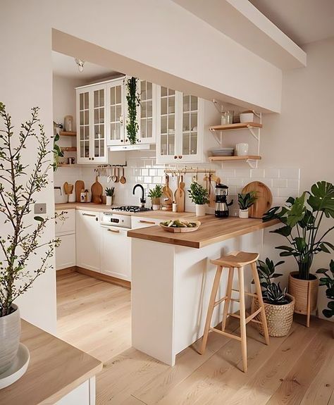 Small Kitchen Decor, Kitchen Inspiration Design, Cabinets Kitchen, Apartment Kitchen, Decor Home Living Room, Home Design Decor, Open Plan Kitchen, Kitchen Style, Design Case