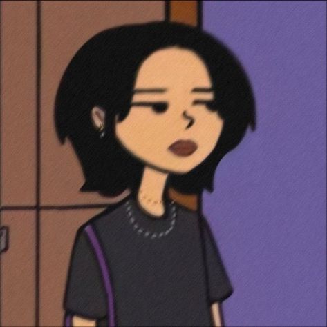 Cartoon Profile Pics Aesthetic, Profile Pics Aesthetic, Cartoon Profile, Cartoon Profile Pics, Profile Pics, Black Hair, Purple, Wall, Hair