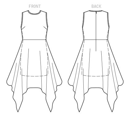 Drape - Have No Idea How To Make This But I Think It's Cool 288 Dress Flat Sketch, Diy Handkerchief, Summer Vogue, Zandra Rhodes, Handkerchief Style, Easy Dress, Handkerchief Dress, Vogue Sewing, Vogue Sewing Patterns