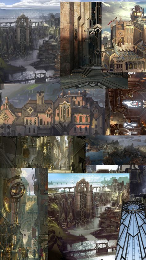 arcane LoL piltover zaun Fantasy Places City, Apocalypse Dnd, Arcane Piltover, Arcane City, Dnd Waterdeep, Minecraft Id, Crystal Veil, Arcane Oc, Steampunk City