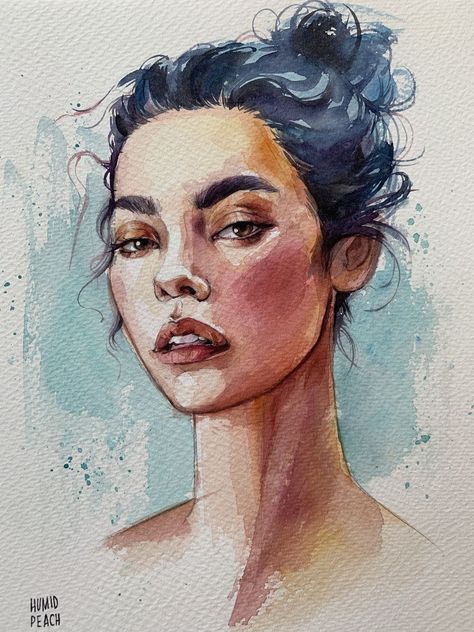 Person Art, Watercolor Art Face, Watercolor Face, Watercolour Portrait, Watercolor Portrait Painting, Watercolor Girl, 수채화 그림, Colorful Portrait, Arte Sketchbook