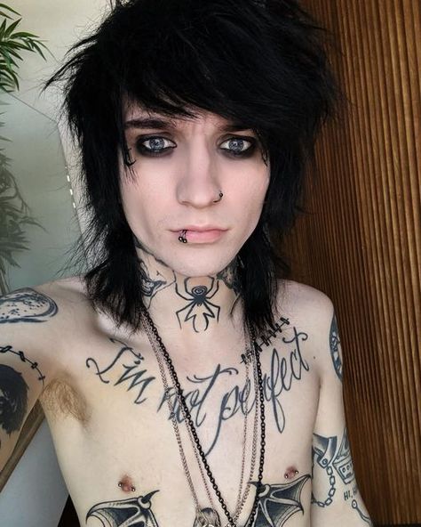 Johnnie guilbert on Instagram: "Slowly getting covered. 
Don’t talk about my small nipples I’ll fight you." Emo Guy, Cute Emo Guys, Jake Weber, Men's Emo Style, Johnnie Guilbert, Emo Music, Emo Makeup, Emo Guys, Cute Emo