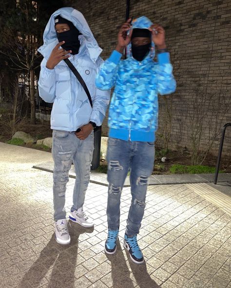 blue trapstar jacket, blue ripped jeans, racer blue 3s Blue Trapstar Jacket, Trapstar Jacket, Pic Poses, Blue Ripped Jeans, Pic Pose, Ripped Jeans, Blue