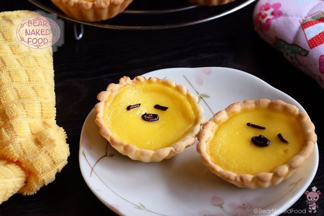 Gudetama Egg Tarts - Bear Naked Food Egg Tart Recipe, Lazy Egg, Kawaii Cooking, Egg Tart, Custard Filling, Flaky Crust, Asian Desserts, Kawaii Food, Tart Recipes