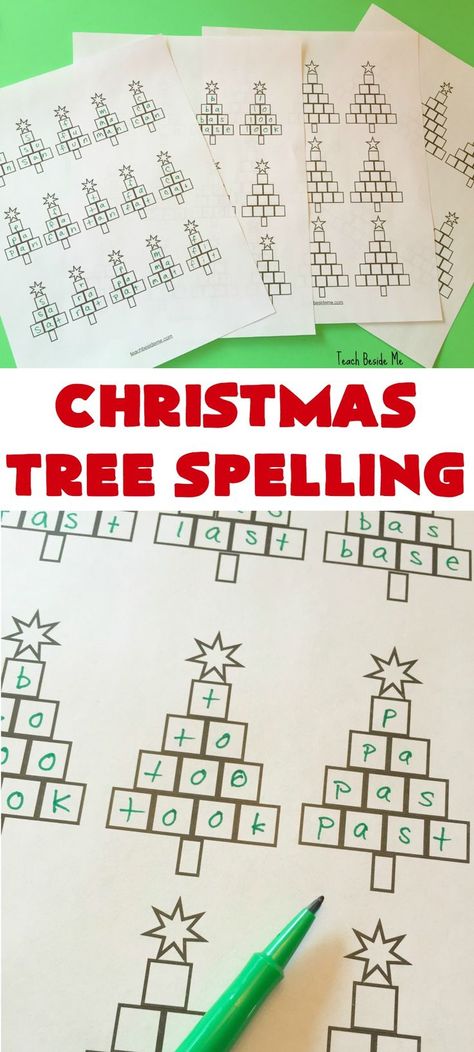 Christmas tree spelling worksheets - Teach Beside Me Spelling Word Practice, 6 Letter Words, Spelling Games, Spelling Worksheets, Spelling Practice, Grade Spelling, Spelling Activities, Word Practice, Christmas School