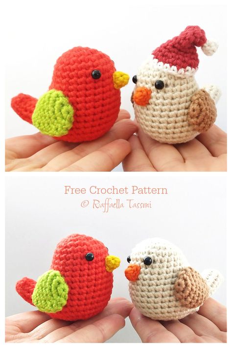 Crochet Bird Ornament, Crochet Bird Patterns Free, Crochet Birds Free Pattern, Diy Crochet Ornaments, Crocheted Birds, Crochet Ornaments Free Pattern, Bird Amigurumi, Bird Crochet, Holiday Crochet Patterns