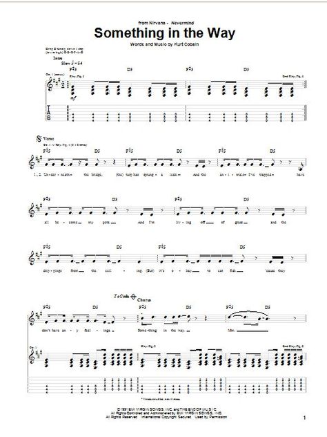 Download #Nirvana Something In The Way #SheetMusic #music Nirvana Guitar, Nirvana Songs, Nirvana Music, Pop Sheet Music, Guitar Lessons Songs, Guitar Tabs Songs, Acoustic Guitar Music, Music Tabs, Guitar Chords And Lyrics